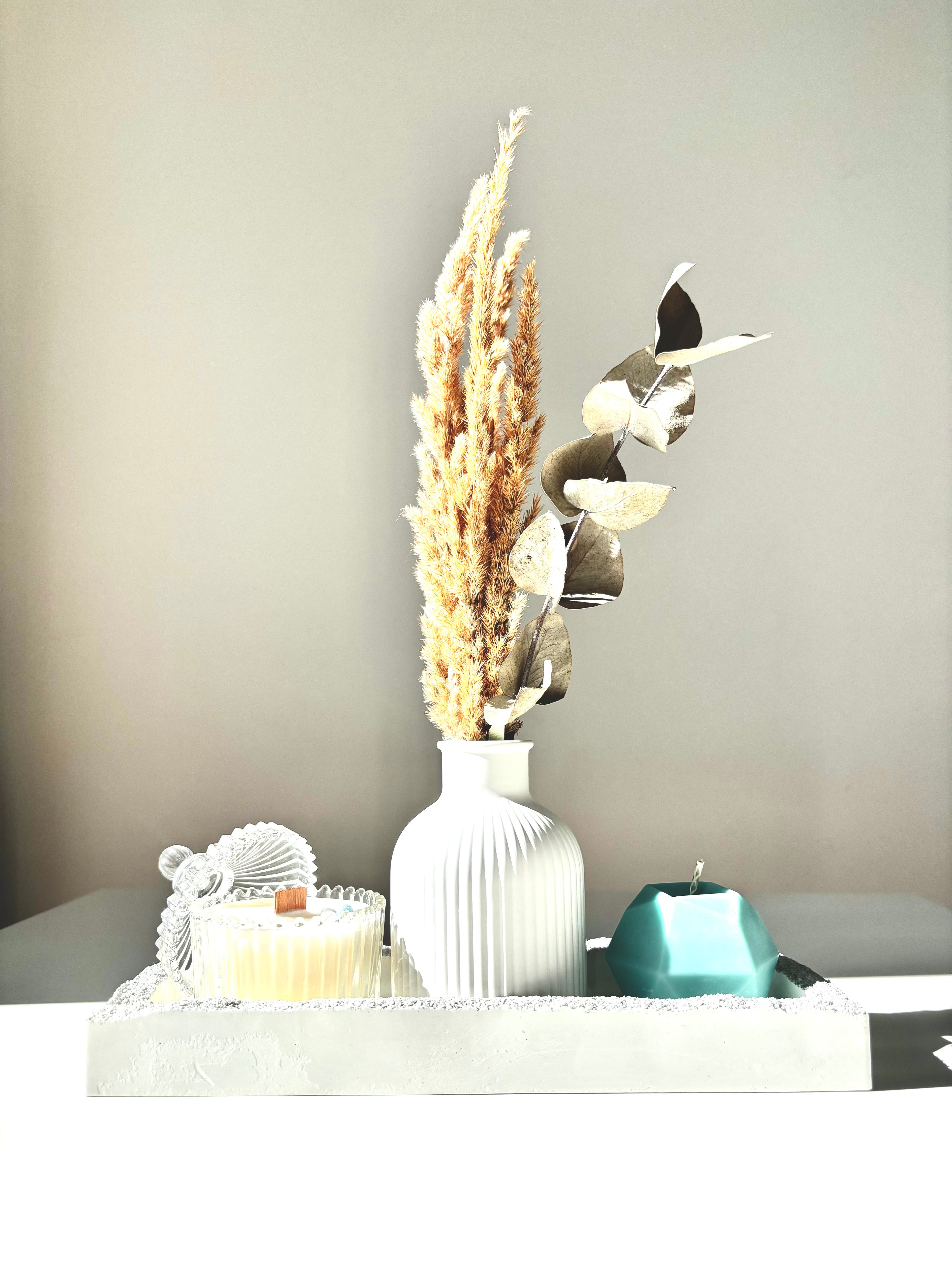 "Calm Home" Didelis Rankų Darbo Žvakių ir Vazelės Rinkinys