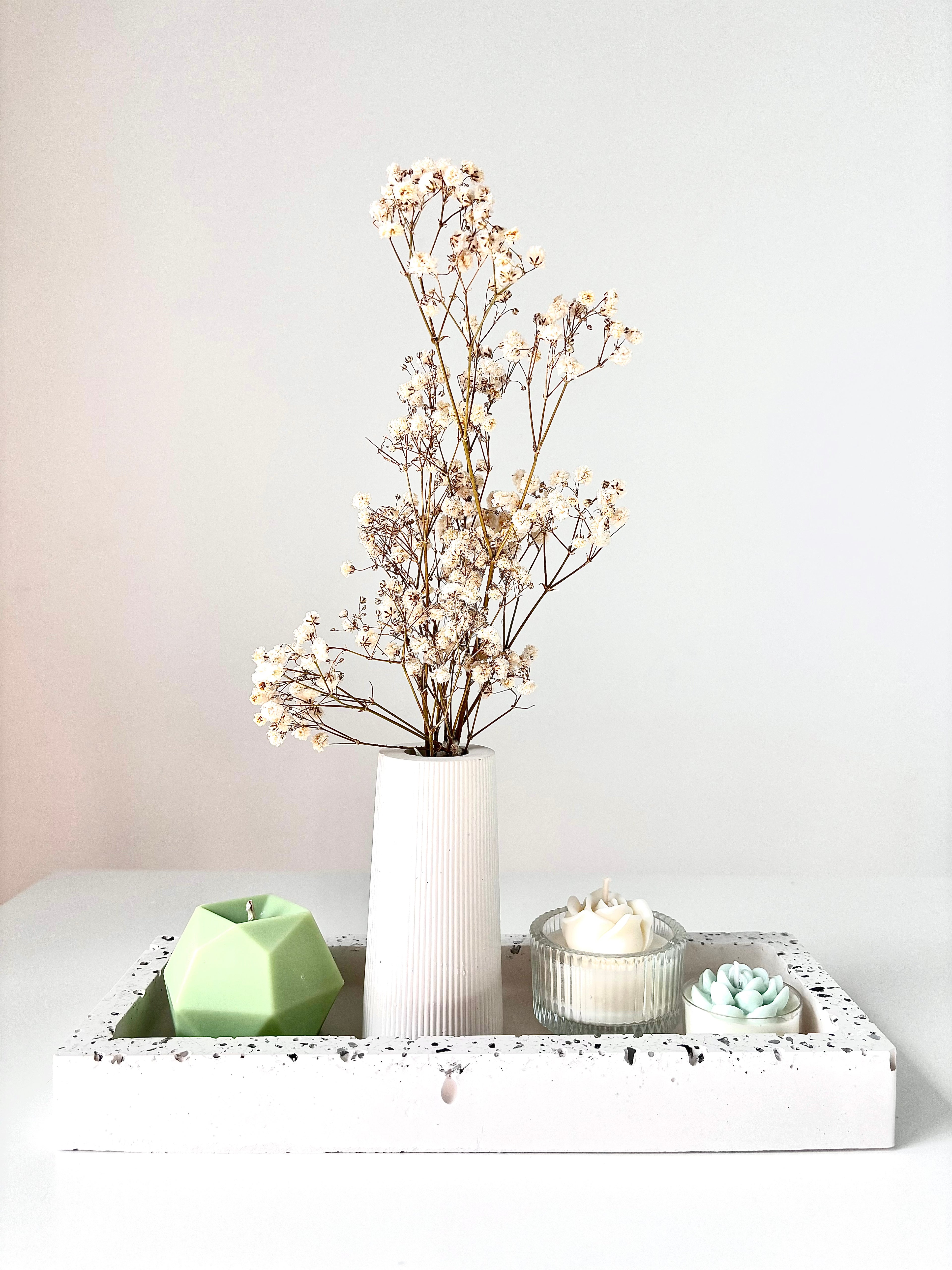 "Touch of Nature" Didelis Žalsvų Akcentų Rankų Darbo Žvakių ir Vazelės Rinkinys