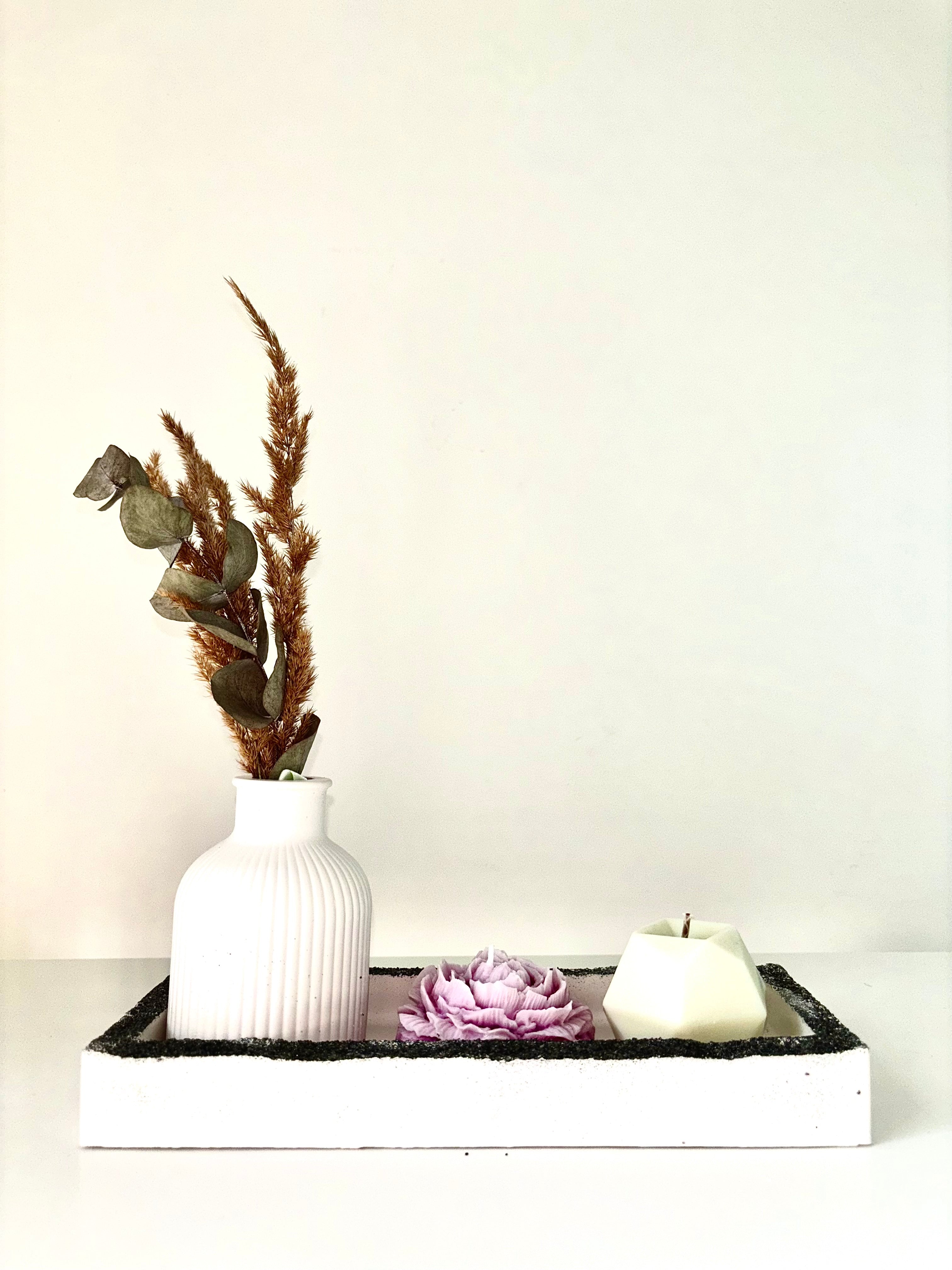 "Simple Elegance" Didelis Rankų Darbo Žvakių ir Vazelės Rinkinys