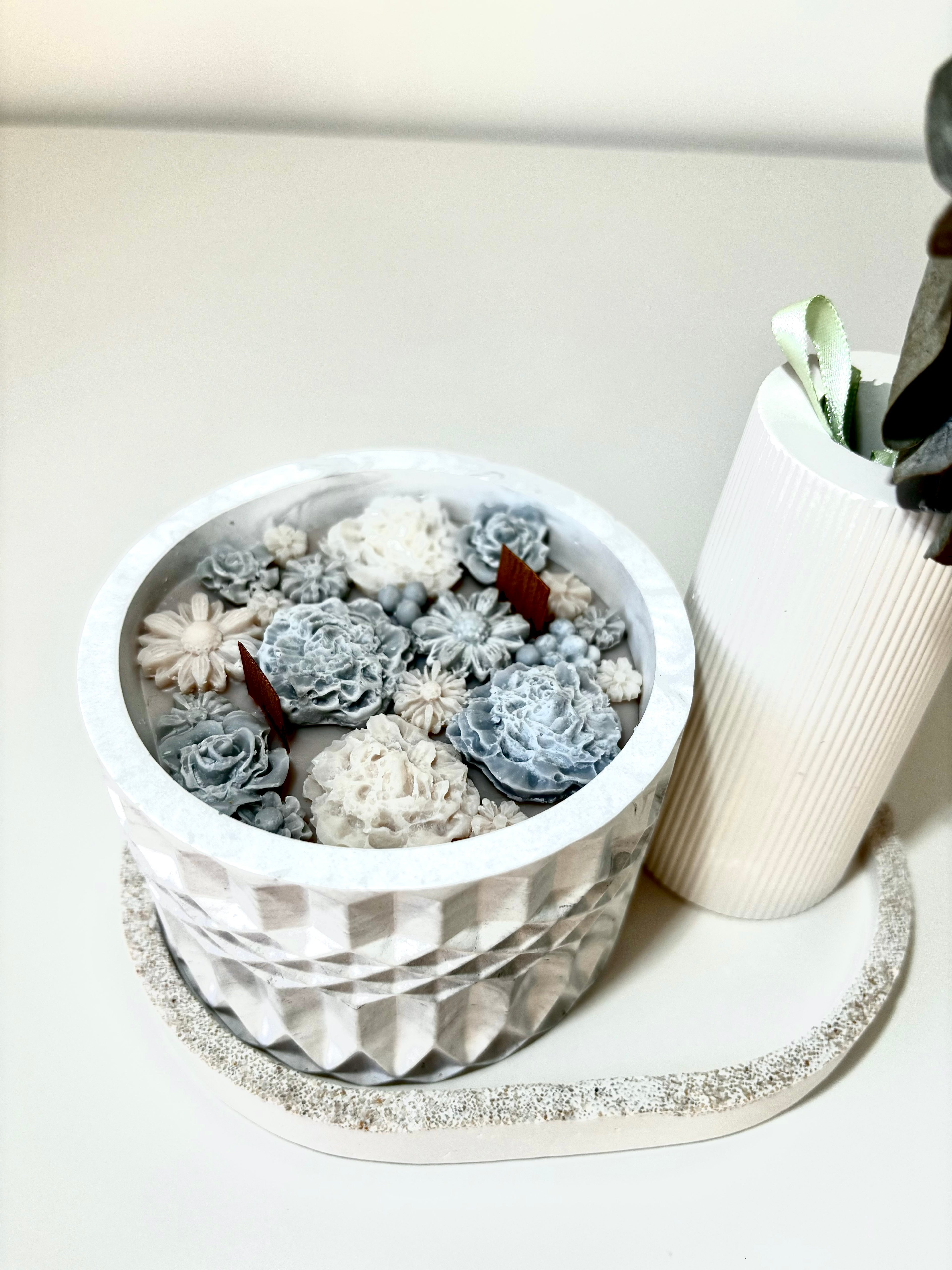 "FlowerPot" Rankų Darbo Žvakės Ir Vazelės Rinkinys