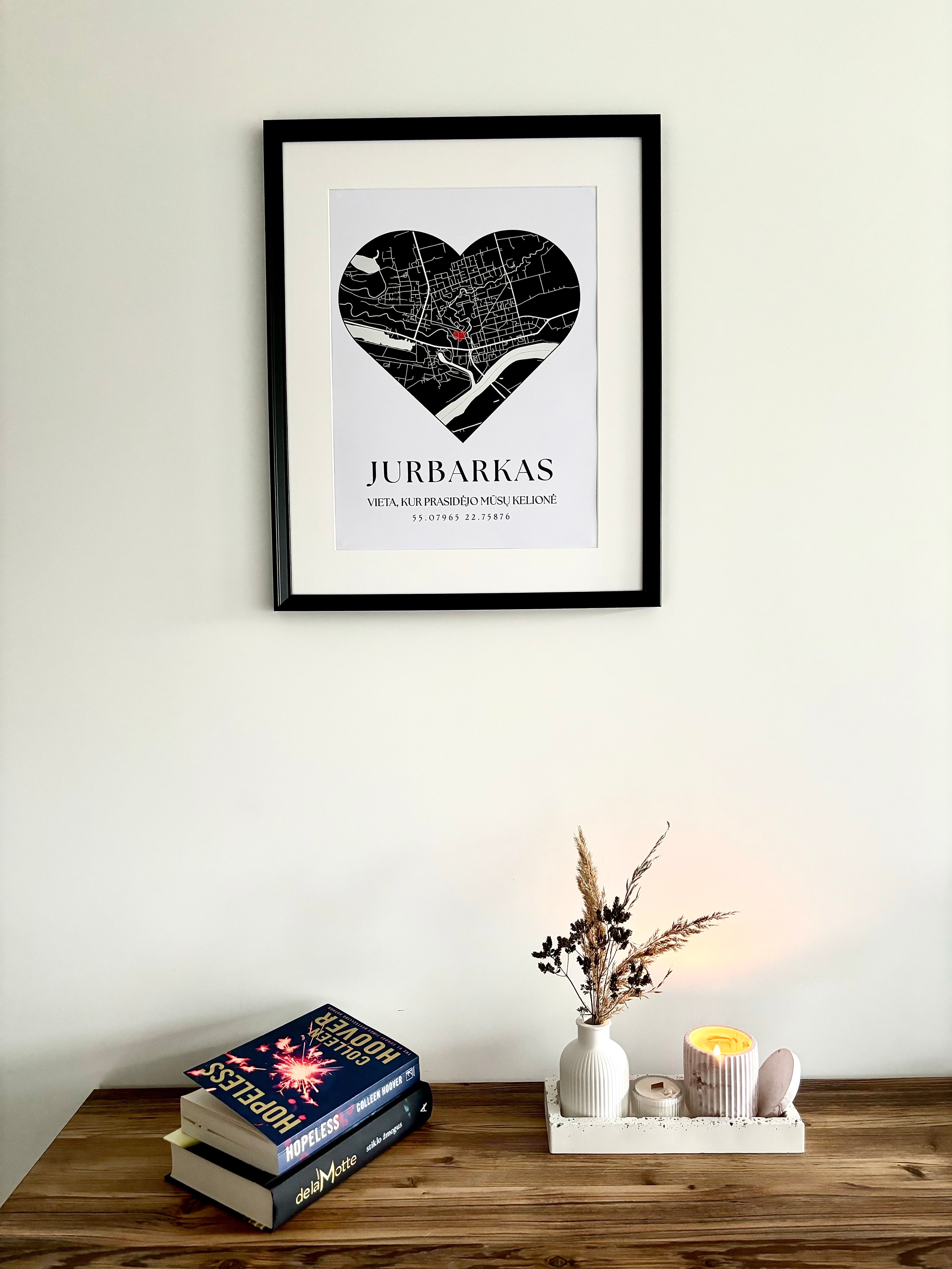 Minimalistinis Žėmelapis "Vieta, kur prasidėjo mūsų kelionė" Personalizuojamas