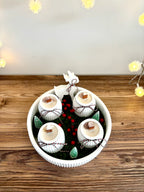 "Šv. Kalėdų Belaukiant" rankų darbo žvakių su padėklu rinkinys