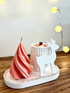 "Koralinės Kalėdos" Kalėdinis žvakių su padėkliuku rinkinys