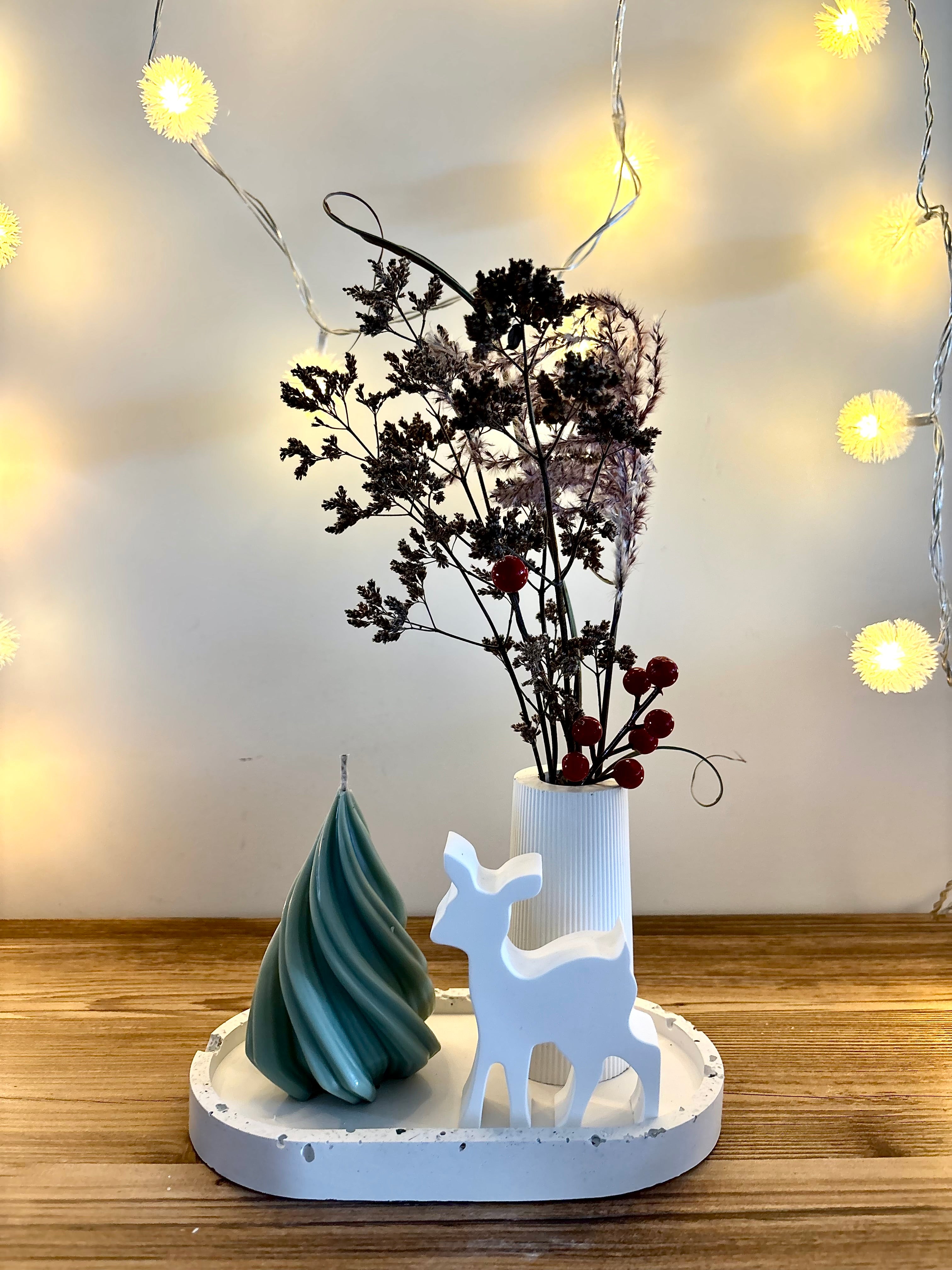 "Pasiruošę Šv. Kalėdoms" Kalėdinis rankų darbo žvakės su vazele rinkinys